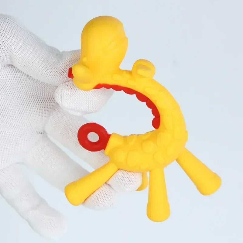 "Cute Baby Giraffe Silicone Teether - Soft Pain Relief Molar Toy"