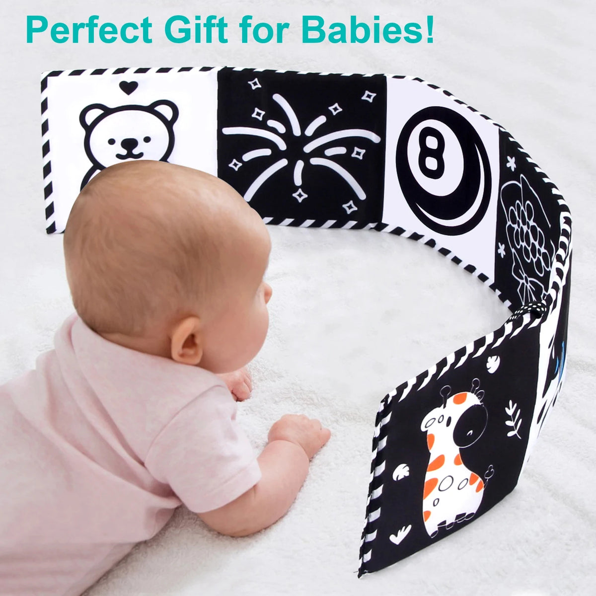Black & White Montessori Sensory Cloth Book for Newborns (0 - 12 months old)