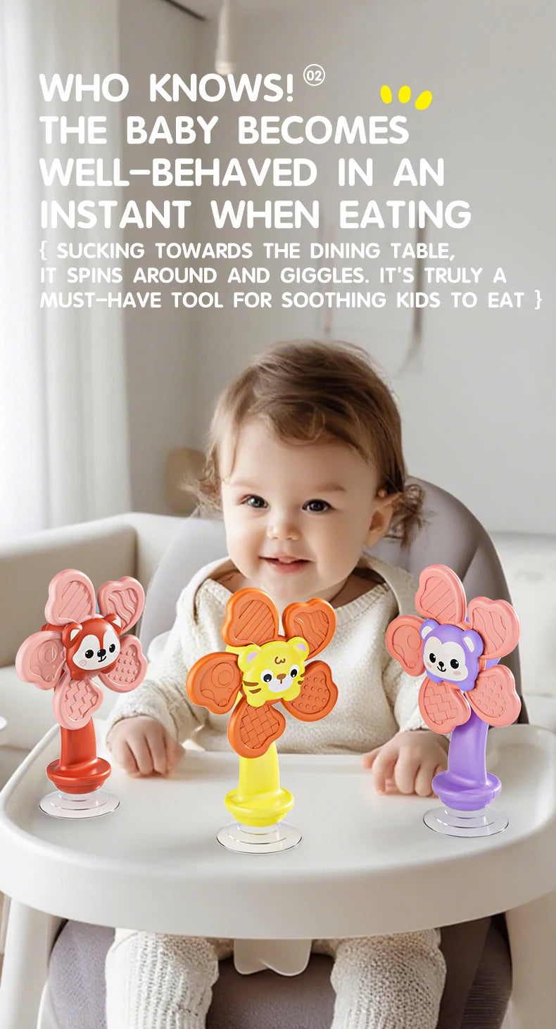 "Children High Chair Suction Cup Spinner - Montessori Travel Toy & Rattle"