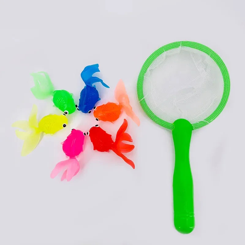 Cute Kawaii Floating Rubber Goldfish Bath Toys for Toddlers - 6-Piece Soft Squeaky Water Play Set, Sensory Animal Bathing Shower Toys & Fun Pool Party Gifts for Kids