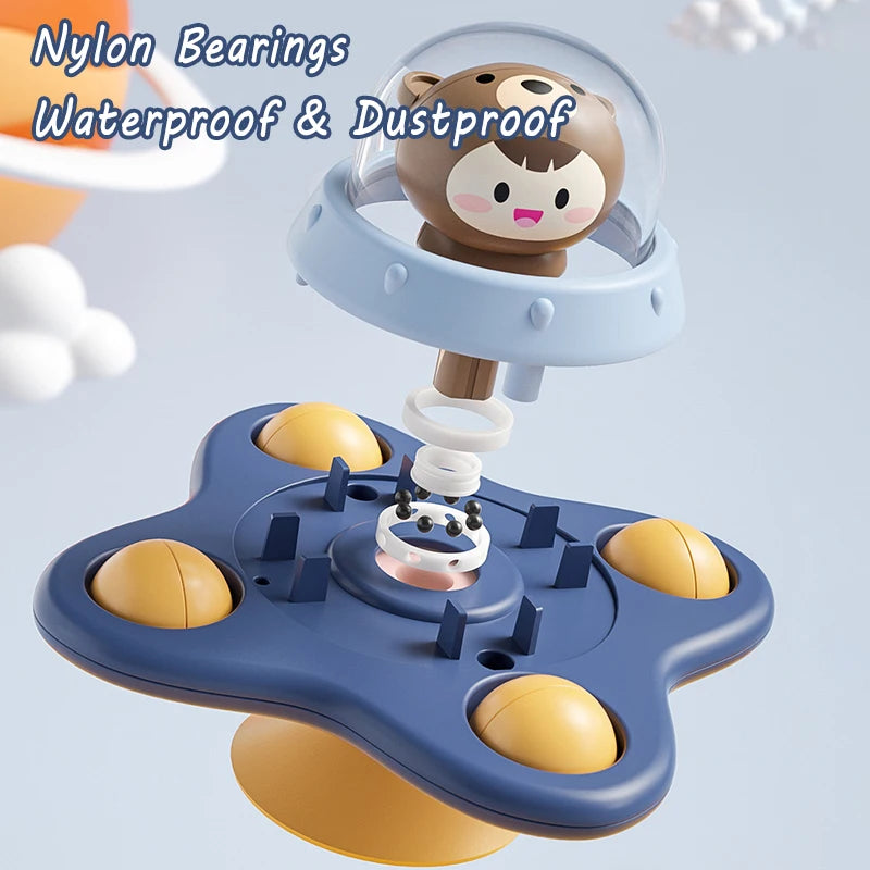 Baby Montessori Spin Cup Bath Toy - Suction Sensory Spinner & Rattle