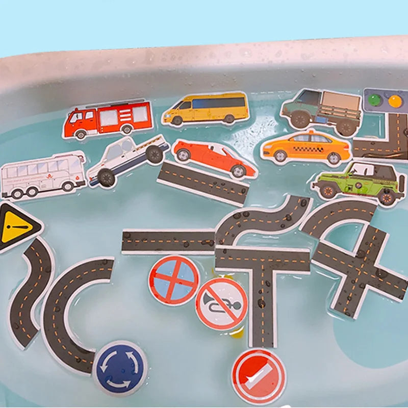 Baby Bath Floating EVA Foam Puzzle Toys Letter Number Traffic Cognitive Bathroom Game for gift