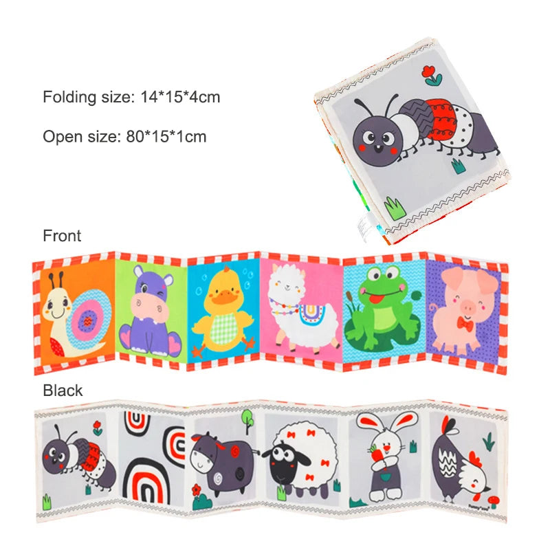 Black & White Montessori Sensory Cloth Book for Newborns (0 - 12 months old)