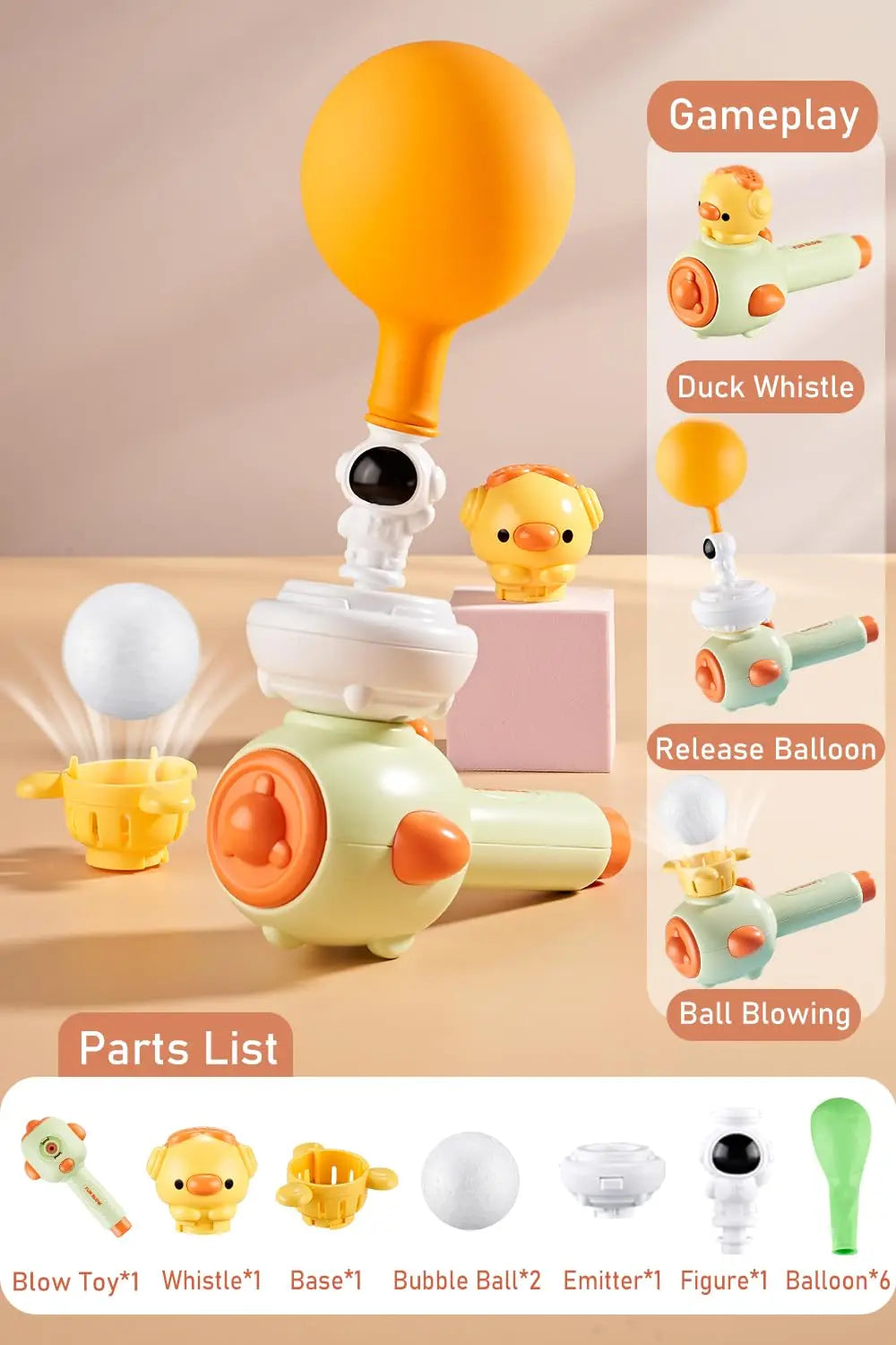 Montessori Floating Blow Pipe Ball Toy, Fine Motor Skill Trainer