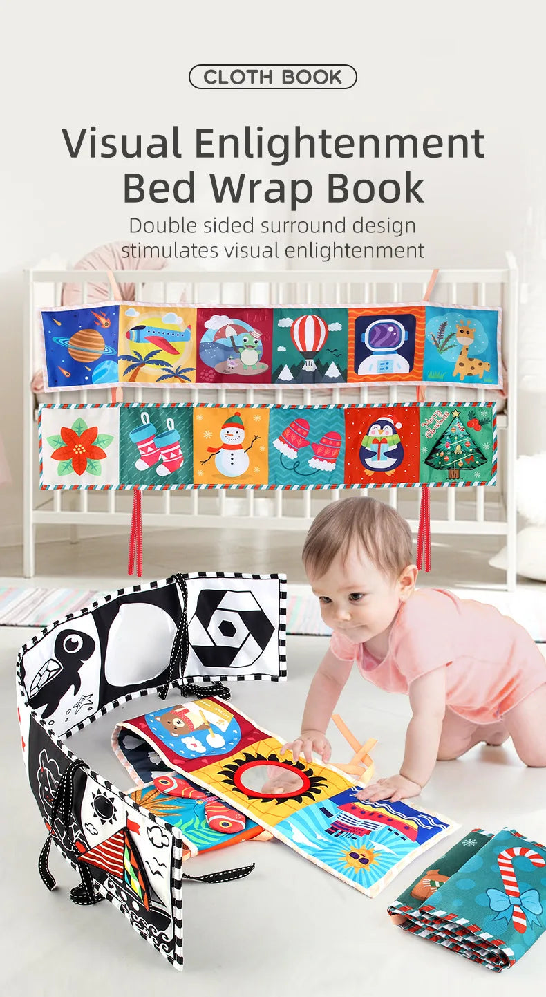 Black & White Montessori Sensory Cloth Book for Newborns (0 - 12 months old)