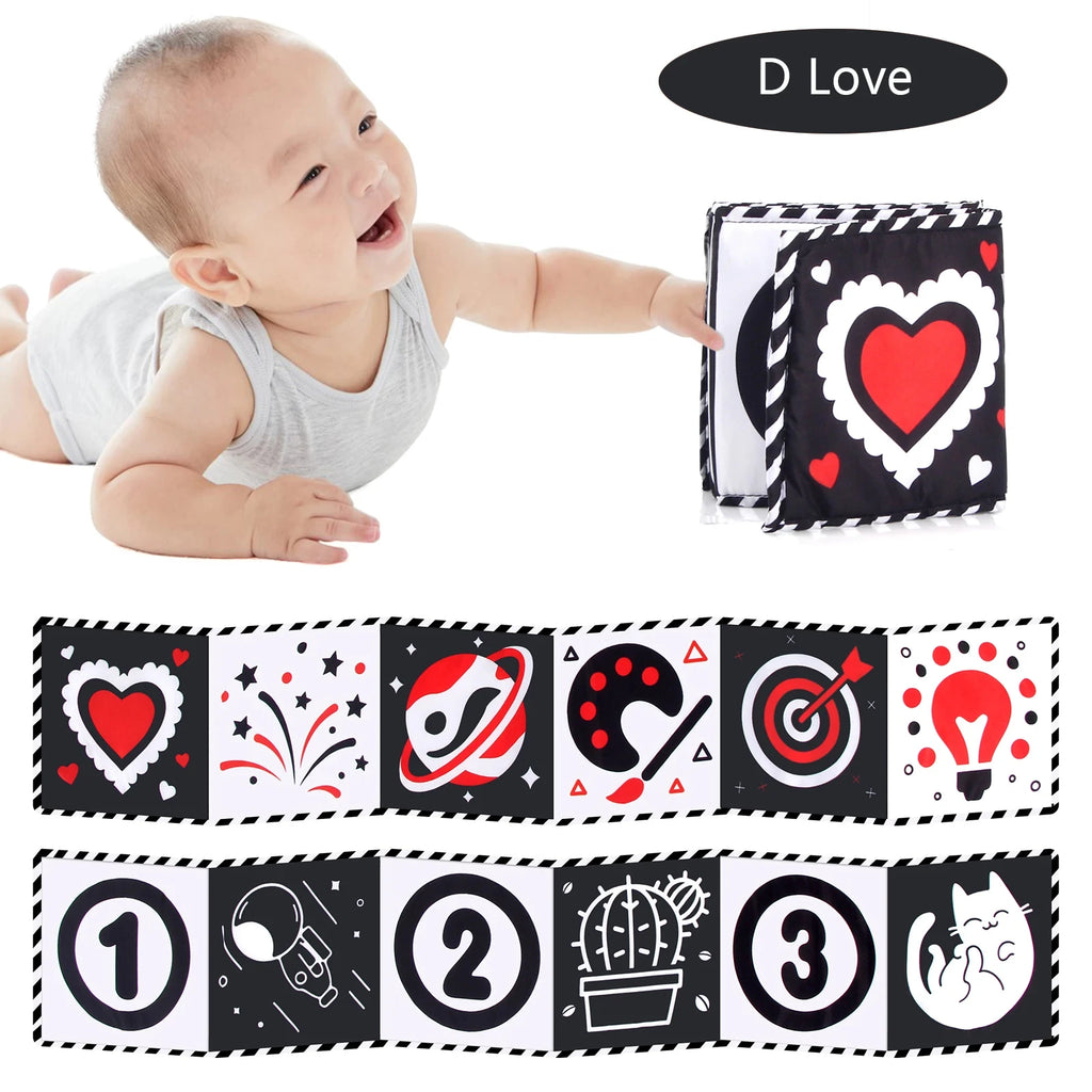 Black & White Montessori Sensory Cloth Book for Newborns (0 - 12 months old)