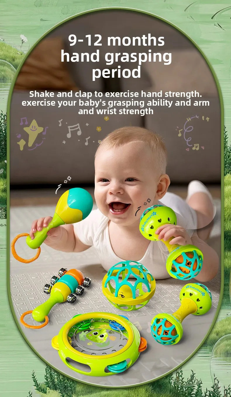 Baby Rattle Toys 0-12M, Colorful Sensory Shaker, Newborn Christmas Gift