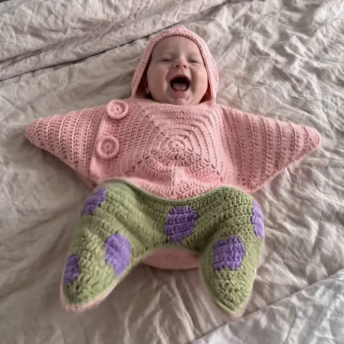 Cozy Winter Hand-Crocheted Starfish Baby Romper