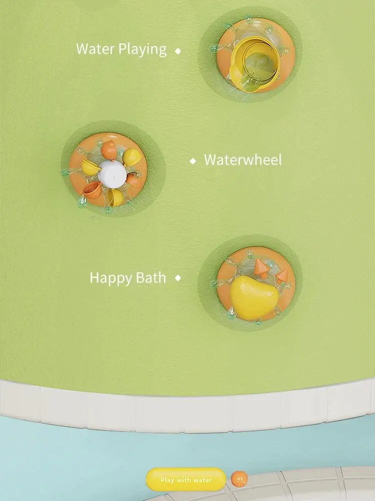 Water Wheel Suction Cup Bath Toy Set - Interactive Spinning Waterfall & Shower Sprinkler for Toddlers