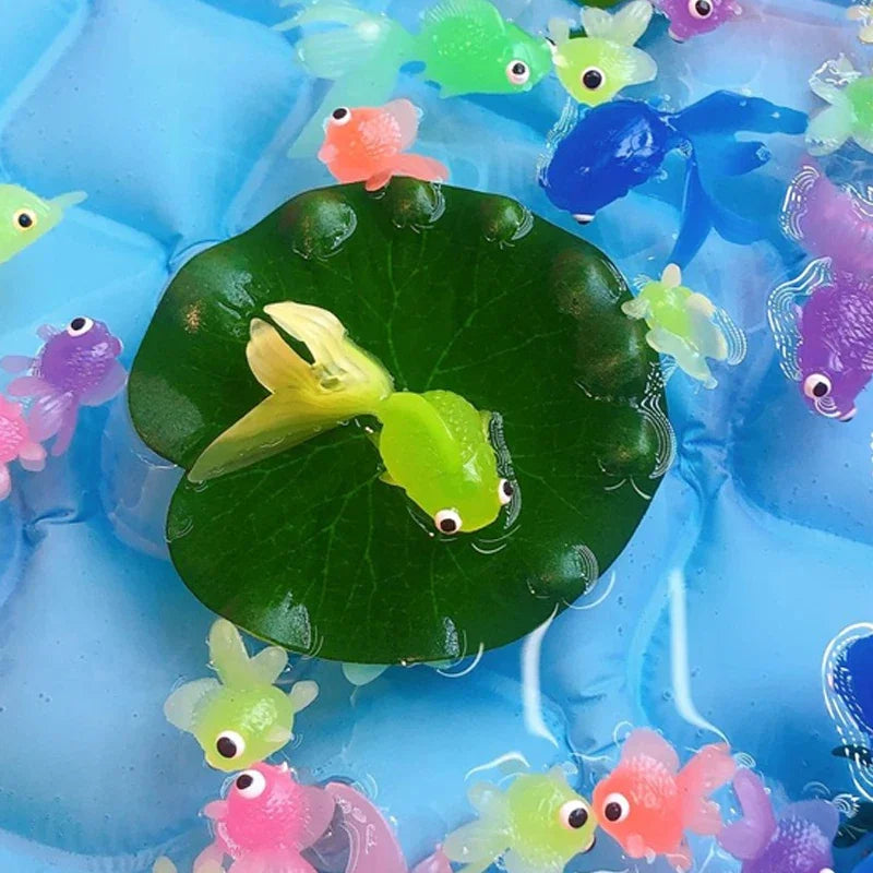 Cute Kawaii Floating Rubber Goldfish Bath Toys for Toddlers - 6-Piece Soft Squeaky Water Play Set, Sensory Animal Bathing Shower Toys & Fun Pool Party Gifts for Kids