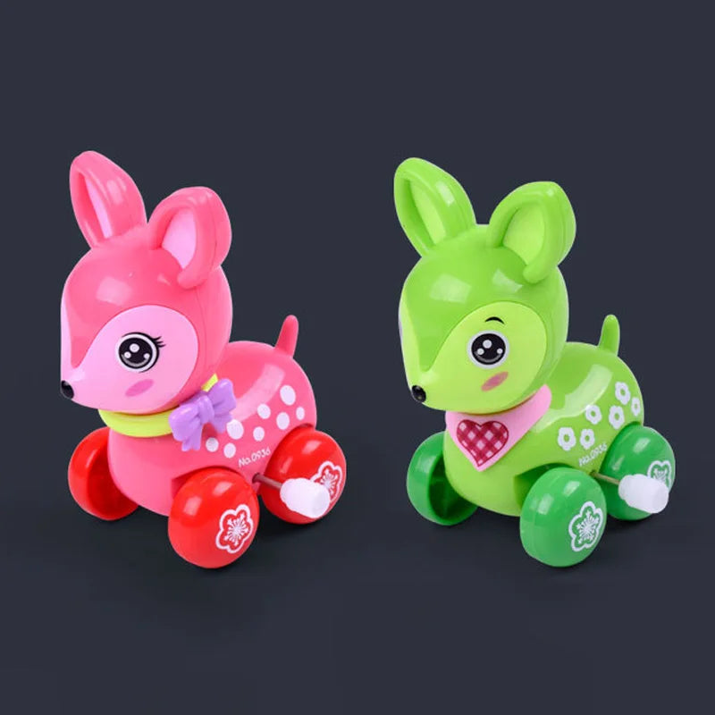 Cute Cartoon Deer Wind-Up Toy Colorful Clockwork Spring Running Animal Toy for Kids Gift
