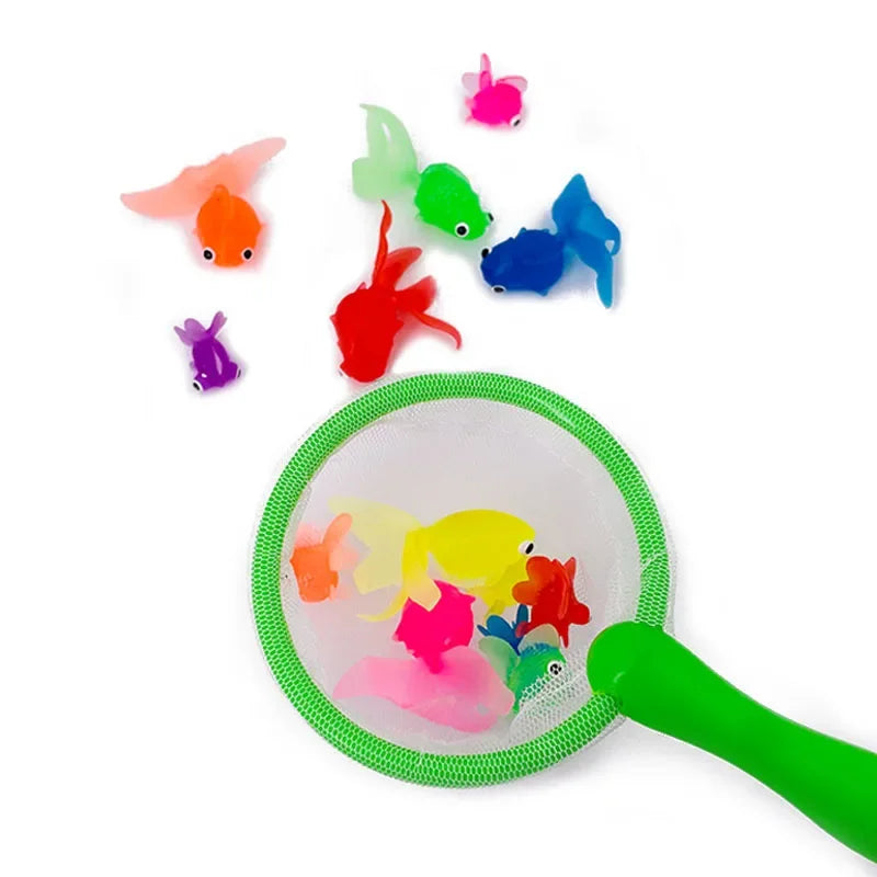 Cute Kawaii Floating Rubber Goldfish Bath Toys for Toddlers - 6-Piece Soft Squeaky Water Play Set, Sensory Animal Bathing Shower Toys & Fun Pool Party Gifts for Kids