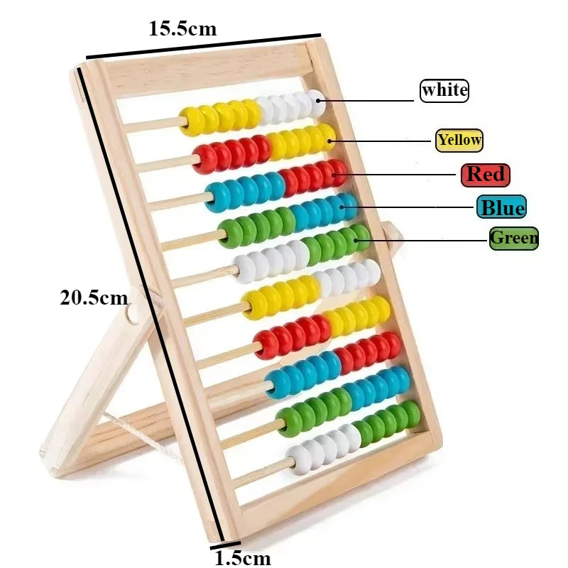 Classic Wooden 100-Bead Abacus - Preschool Montessori Math Learning Toy