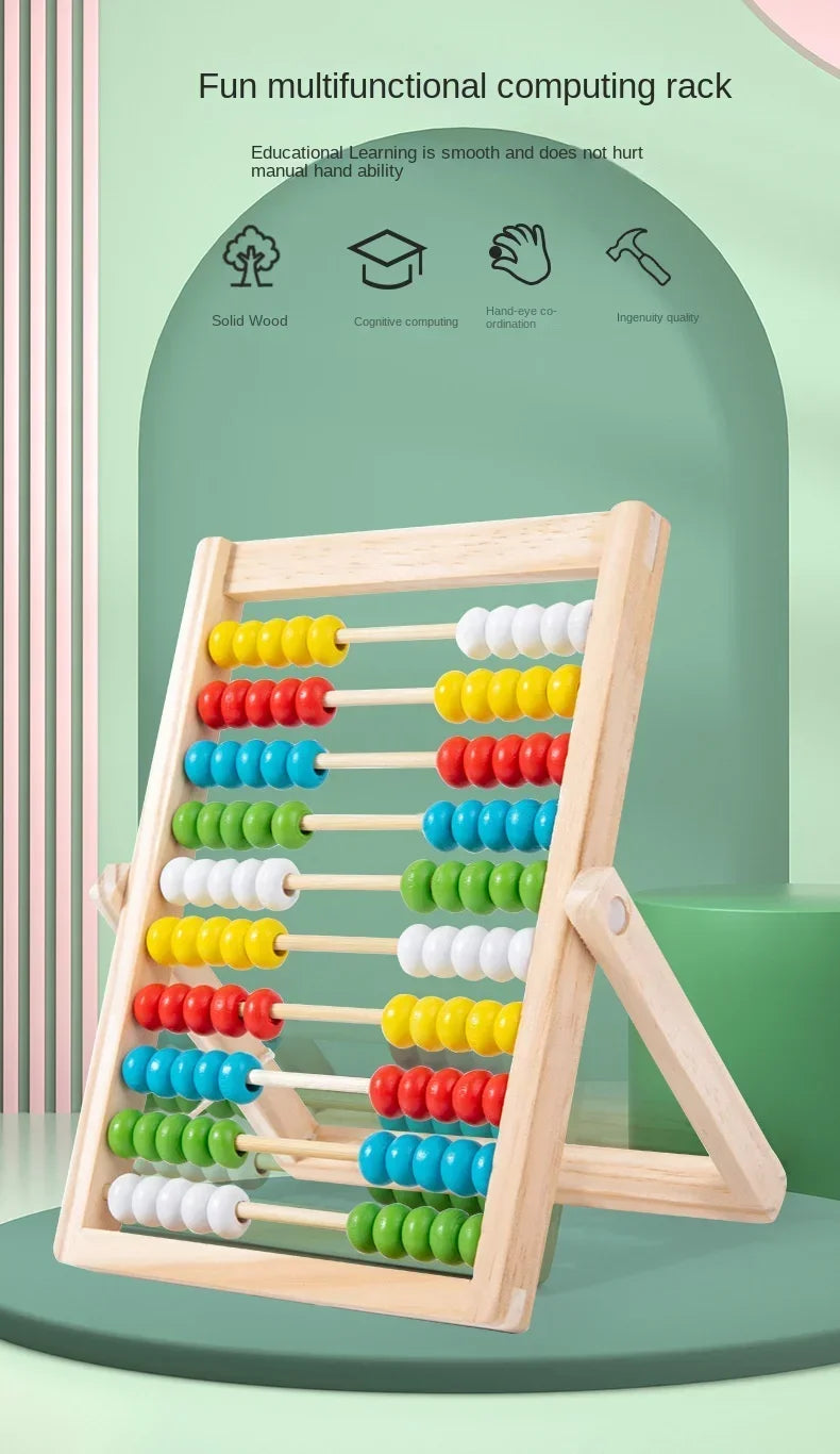Classic Wooden 100-Bead Abacus - Preschool Montessori Math Learning Toy