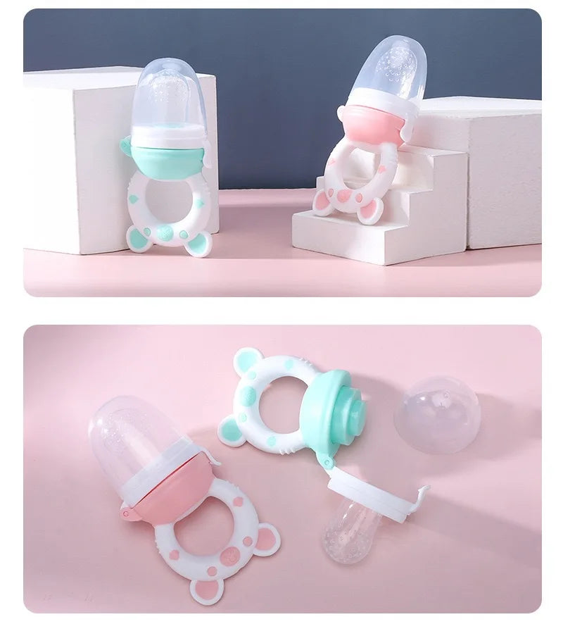 "Baby Silicone Fruit Feeder & Juice Extractor Pacifier - Teething Spoon"