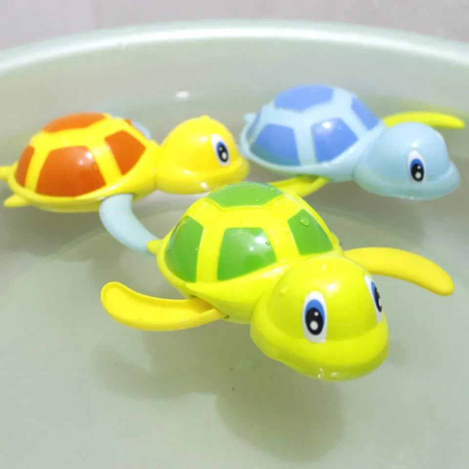 "Cartoon Animal Tortoise Wind-Up Baby Bath Toy - Swimming Turtle"