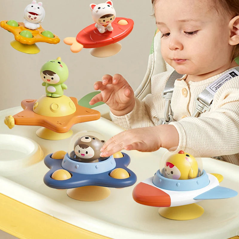 Baby Montessori Spin Cup Bath Toy - Suction Sensory Spinner & Rattle