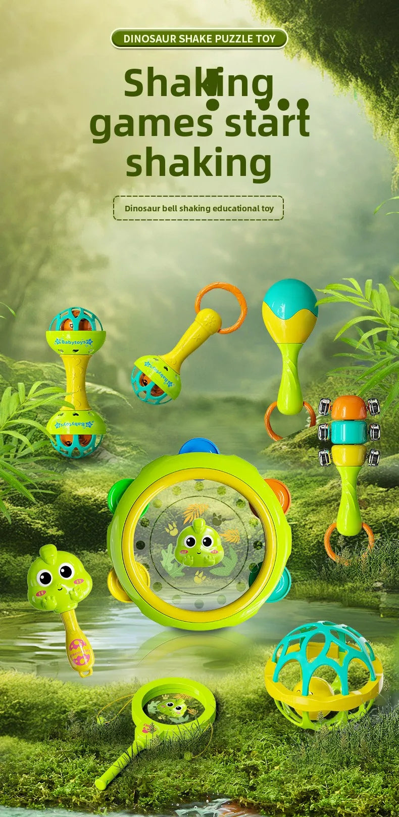 Baby Rattle Toys 0-12M, Colorful Sensory Shaker, Newborn Christmas Gift