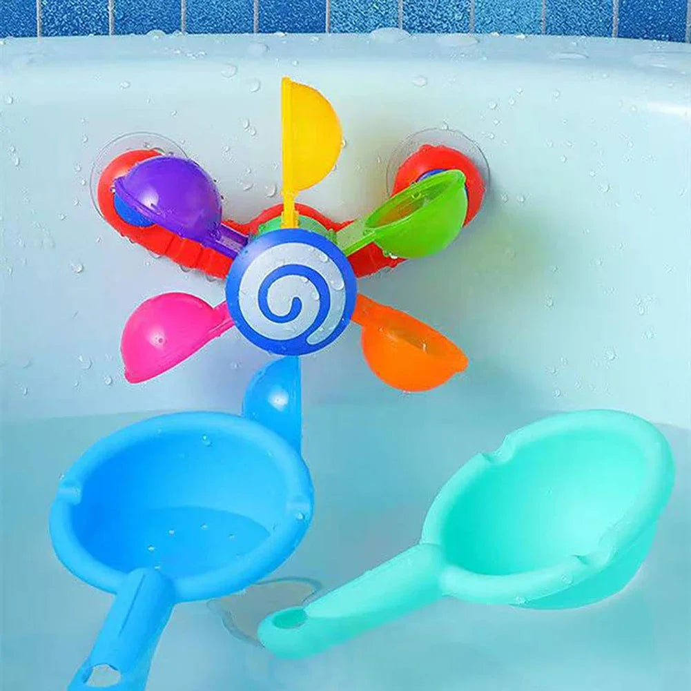 Water Wheel Suction Cup Bath Toy Set - Interactive Spinning Waterfall & Shower Sprinkler for Toddlers
