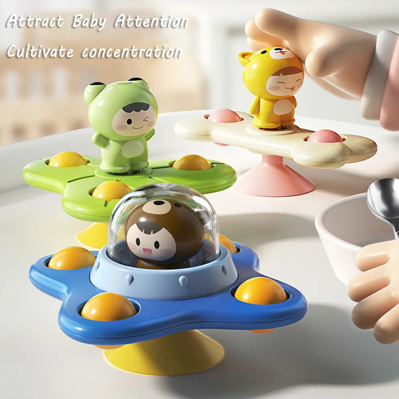 Baby Montessori Spin Cup Bath Toy - Suction Sensory Spinner & Rattle