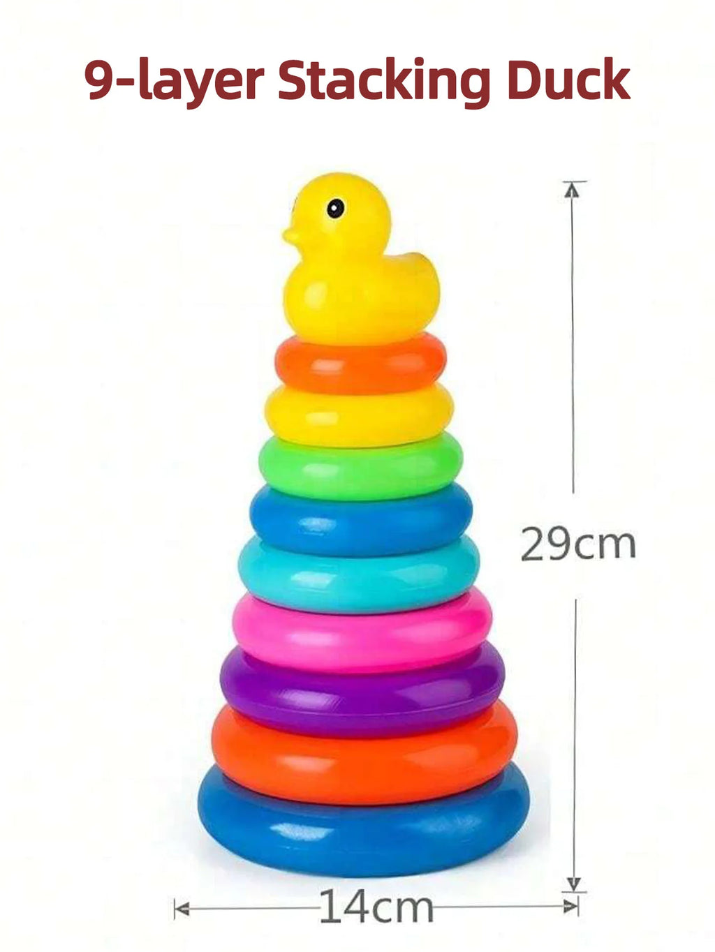 Cute Duck Rainbow Tower Stacked Circle Plastic Toy Toss Interactive Game Birthday Gift for Kids