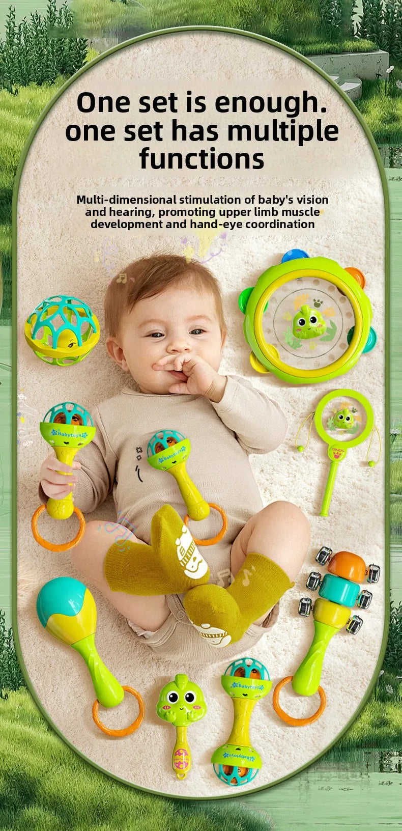 Baby Rattle Toys 0-12M, Colorful Sensory Shaker, Newborn Christmas Gift