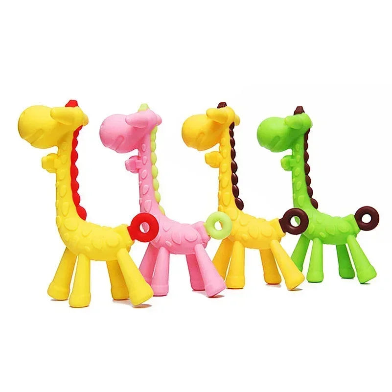 "Cute Baby Giraffe Silicone Teether - Soft Pain Relief Molar Toy"