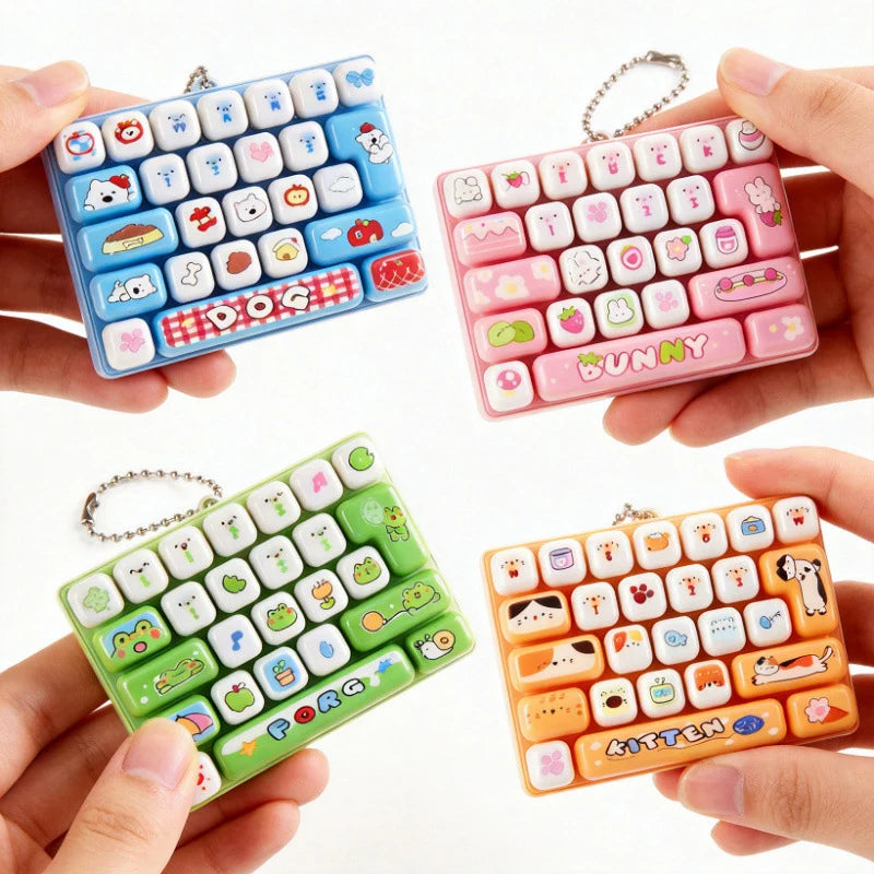 Mini 26-Key Mechanical Keyboard Keychain Fingertip Fidget Clicker Cute Backpack Hanging Charm For Gift