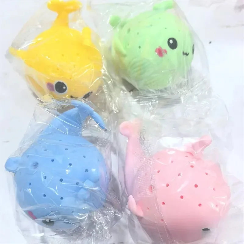Cute Whale Sponge Bath Toy Water Absorbing Squeeze Toy Kids Pool Play Stress Relief Toy