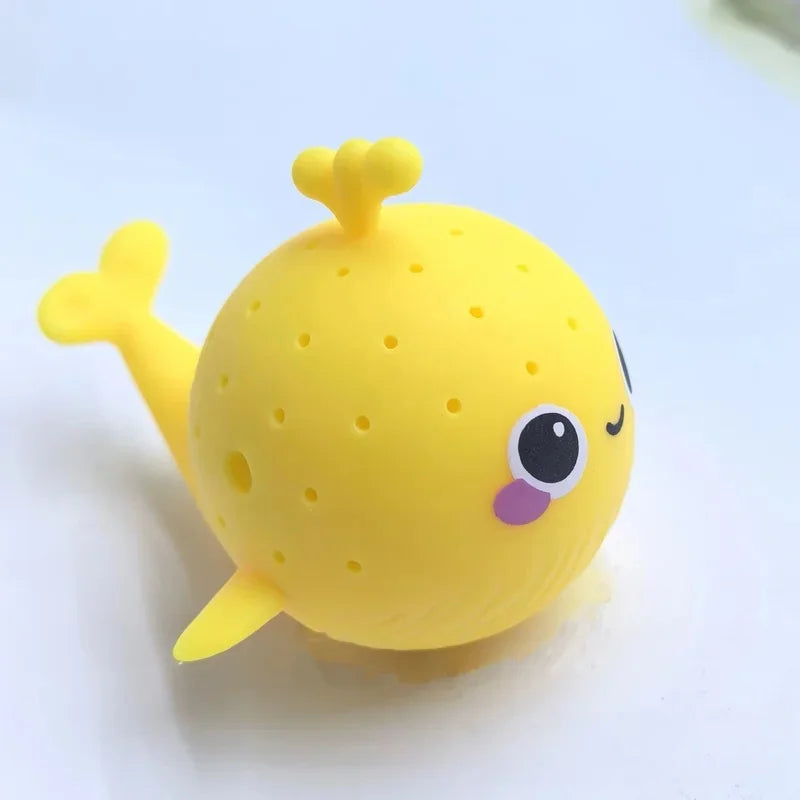 Cute Whale Sponge Bath Toy Water Absorbing Squeeze Toy Kids Pool Play Stress Relief Toy