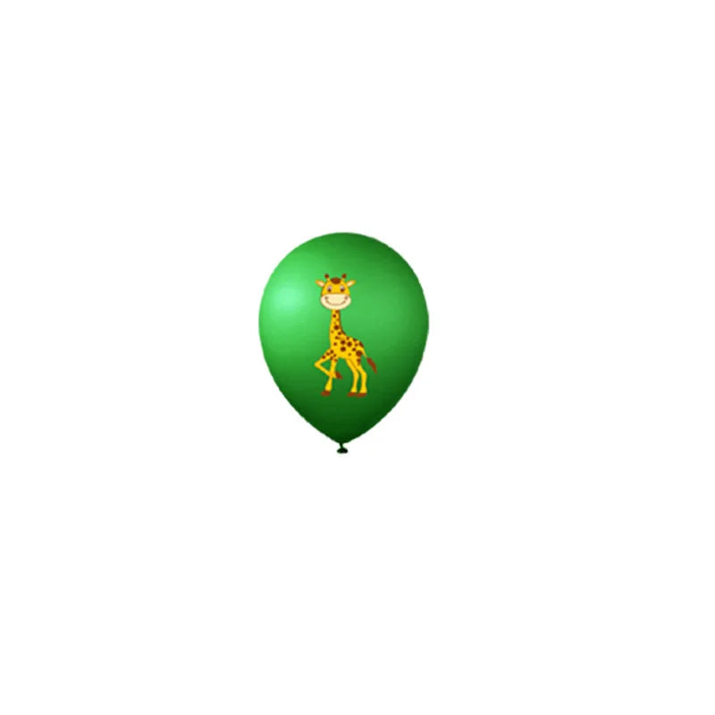 "12-Inch Mixed Animal Jungle Balloons - 10-Pack Kids Birthday Party Decor"