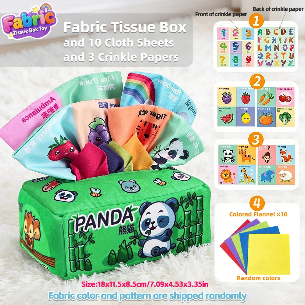 Soft Plush Tissue Box Toy for Babies – Fine Motor Skills Training & Early Educational Learning Puzzle Toy, Perfect Holiday Gift for Kids