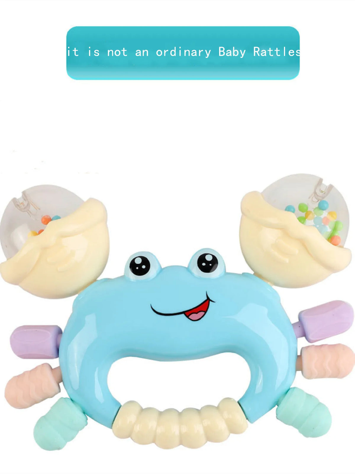 Interactive Newborn Baby Rattle & Teether Toy - Cute Cartoon Crab Sensory Teething Toy for Infants 0-36 Months, Early Development Hand-Grasp Shaking Rattle & Sound Play Toy (Random Color)