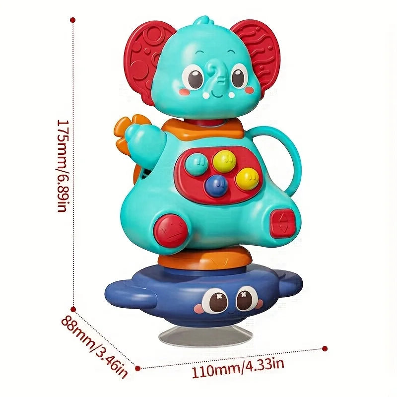 360° Rotating Blue Elephant Suction Cup Gyro Toy