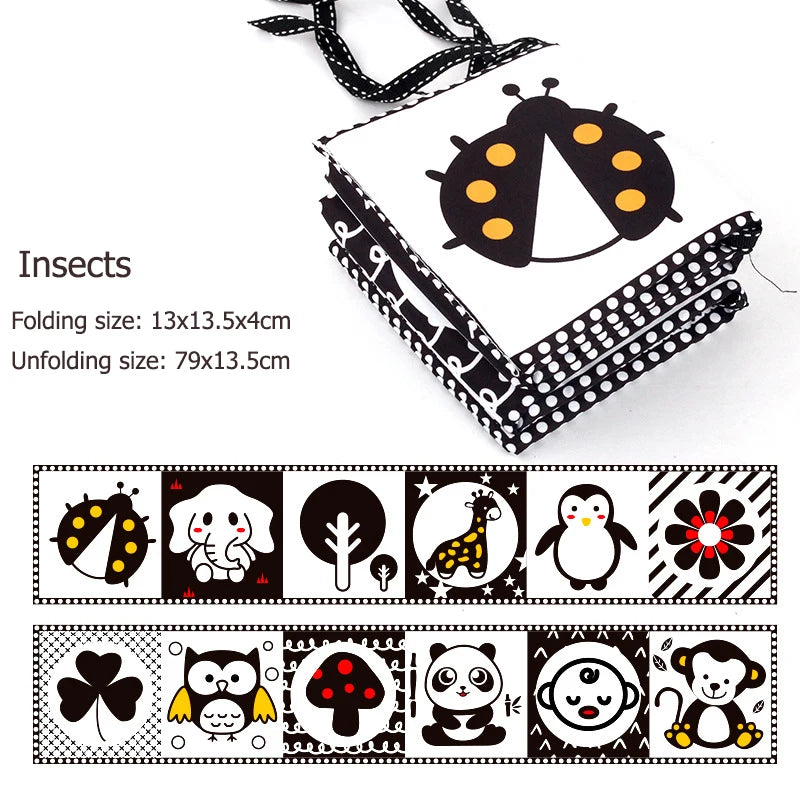 Black & White Montessori Sensory Cloth Book for Newborns (0 - 12 months old)