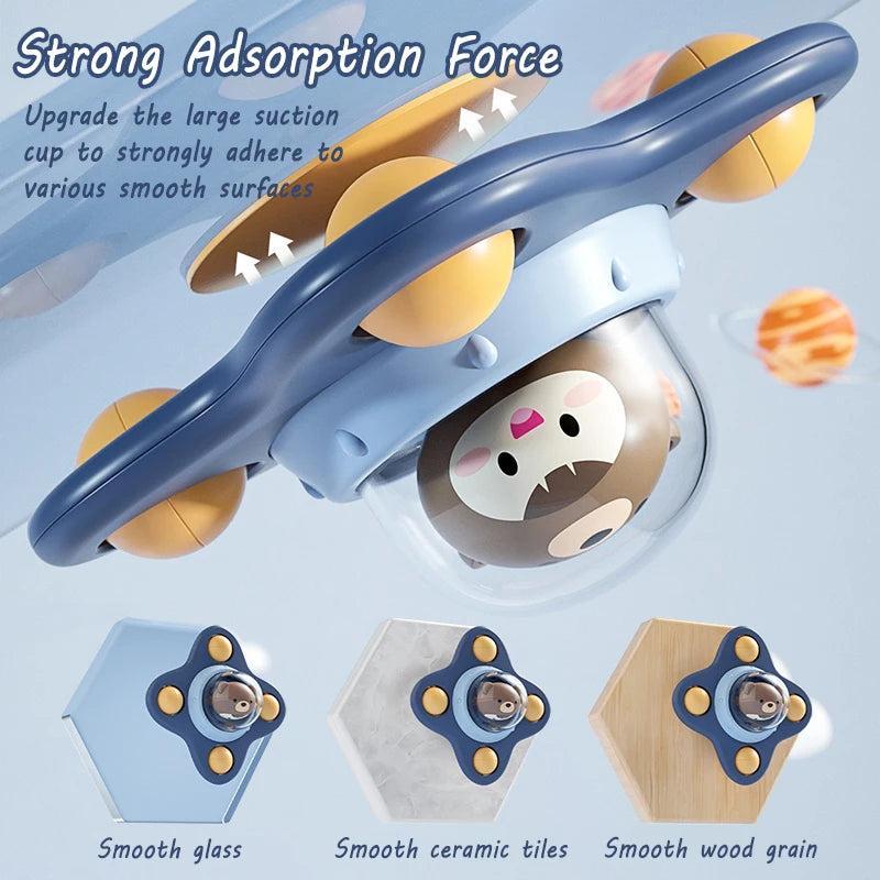 Baby Montessori Spin Cup Bath Toy - Suction Sensory Spinner & Rattle
