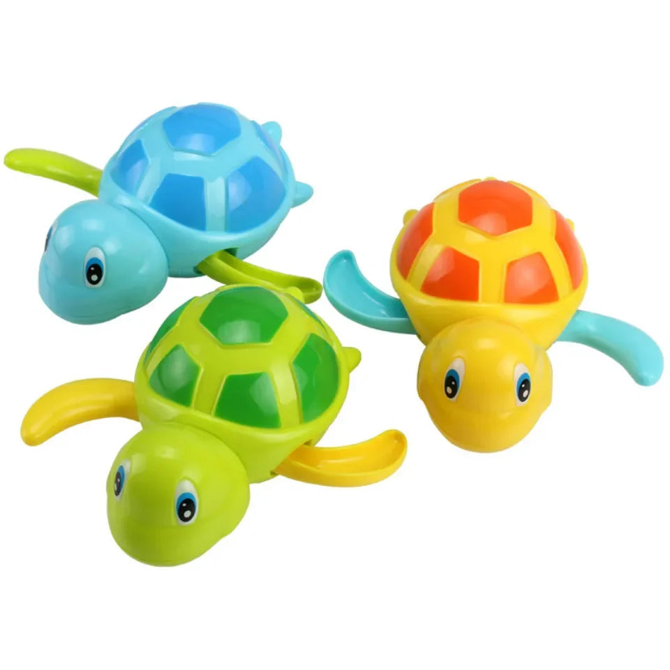 "Cartoon Animal Tortoise Wind-Up Baby Bath Toy - Swimming Turtle"