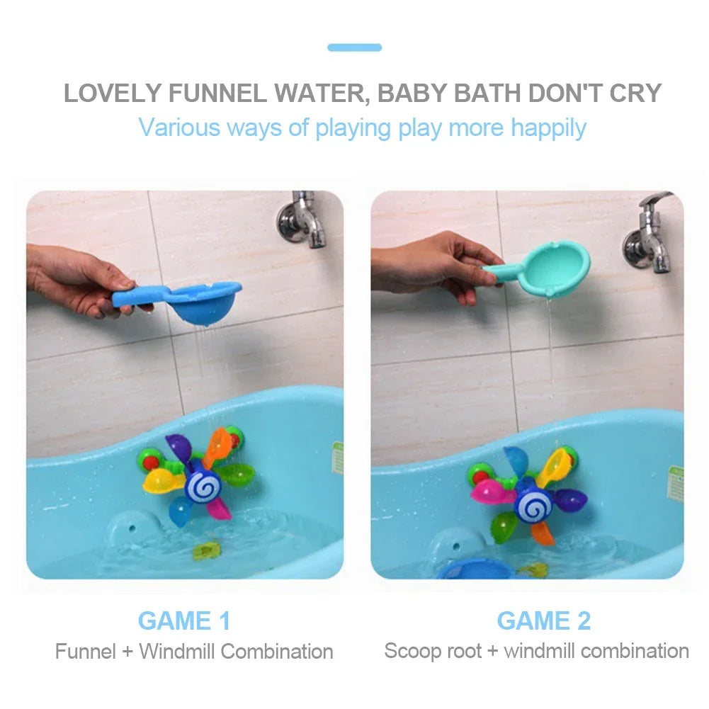 Water Wheel Suction Cup Bath Toy Set - Interactive Spinning Waterfall & Shower Sprinkler for Toddlers