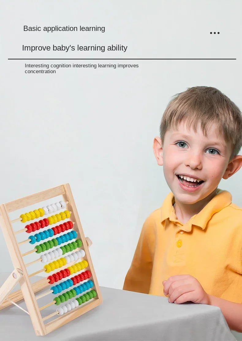 Classic Wooden 100-Bead Abacus - Preschool Montessori Math Learning Toy