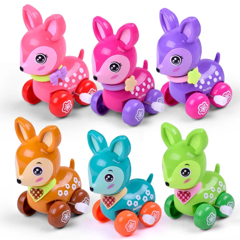 Cute Cartoon Deer Wind-Up Toy Colorful Clockwork Spring Running Animal Toy for Kids Gift