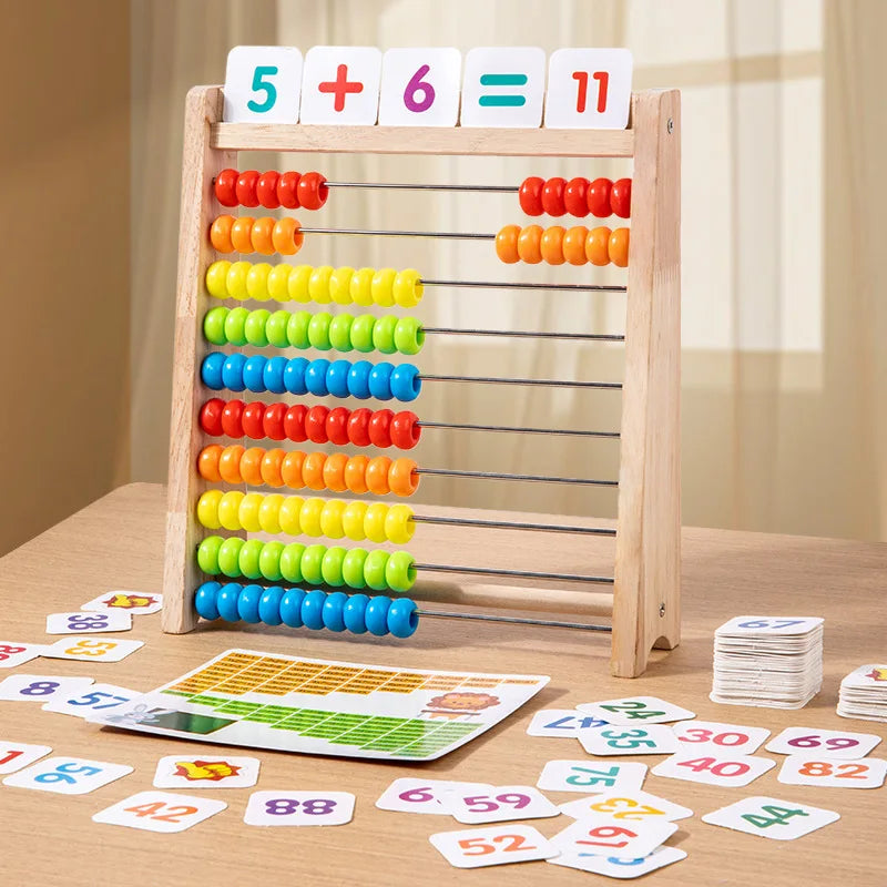 Classic Wooden 100-Bead Abacus - Preschool Montessori Math Learning Toy