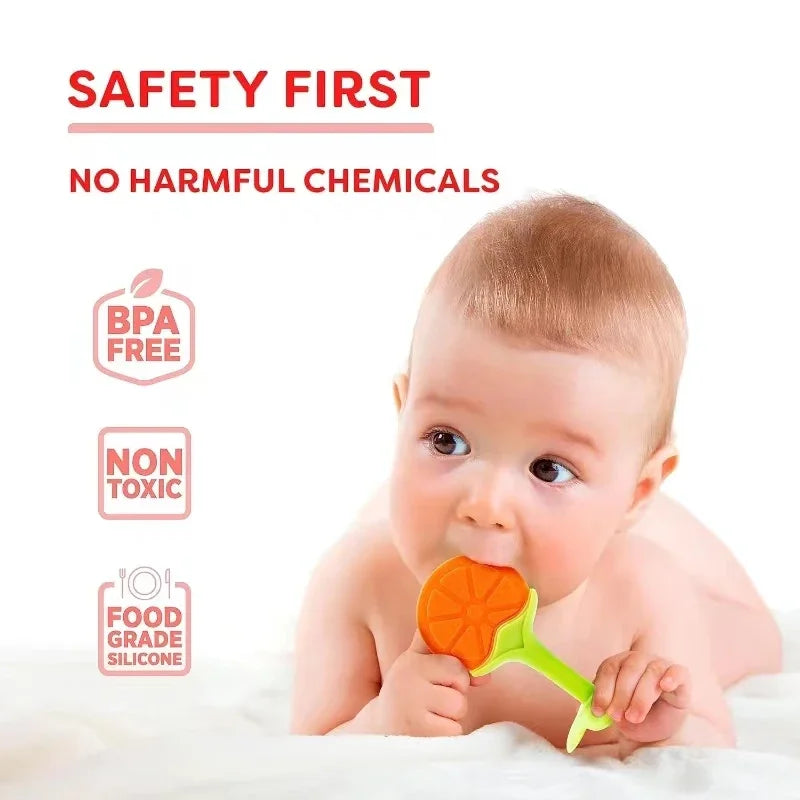 BPA-Free Silicone Fruit Teether Toy for Newborn Baby Sucking Chew Teething Relief Gift