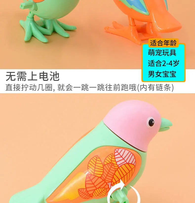 Wind Up Jumping Little Magpie Bird Cartoon Clockwork Animal Puzzle Toy for Kids Gift