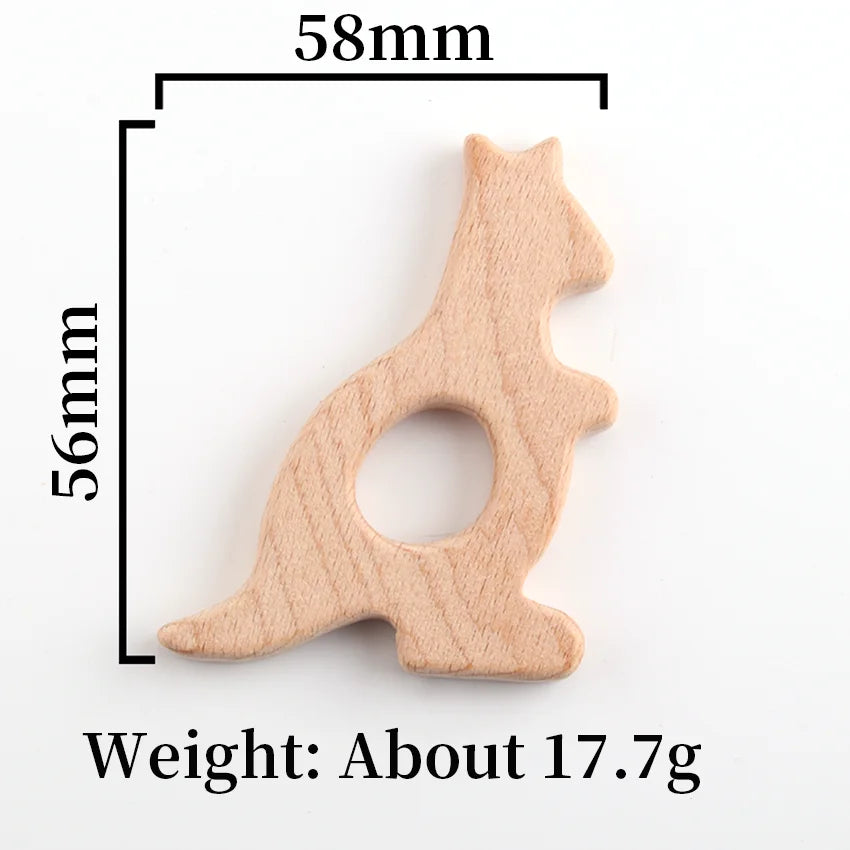 Natural Wooden Baby Teething Ring – BPA-Free Various Shape Pacifier Teether & Toy