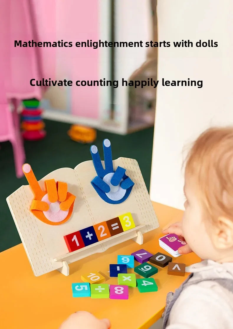 Wooden Finger Counting Math Toy – Montessori Early Educational Learning Game for Toddlers