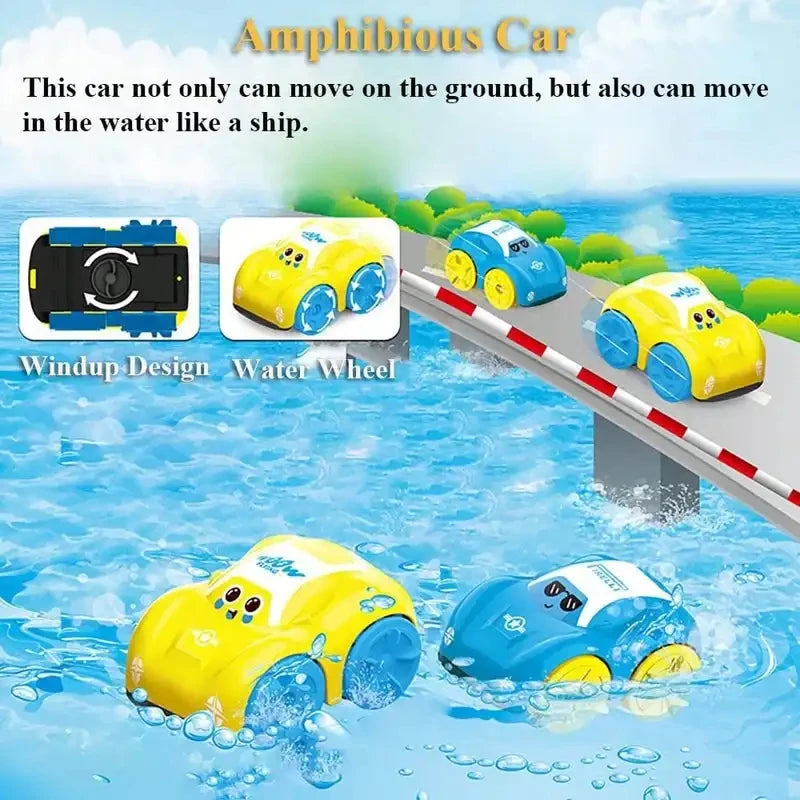 Baby Bath Floating Clockwork Toy Car Amphibious Water Playing Cute Swimming Toy for Children