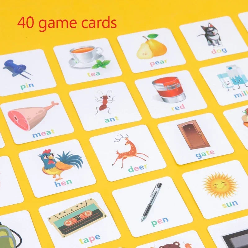 Montessori Wooden Word Spelling & Alphabet Learning Game for Preschoolers - Interactive Reading & Letter Matching Building Blocks Toy with 40 Flash Cards for Early Vocabulary & Toddler Education