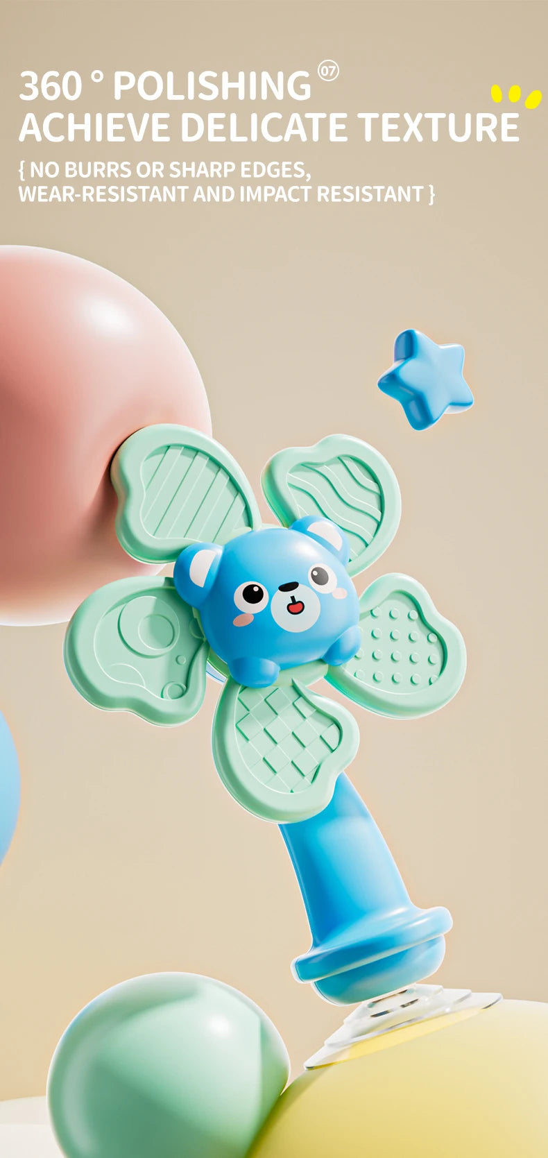 "Children High Chair Suction Cup Spinner - Montessori Travel Toy & Rattle"