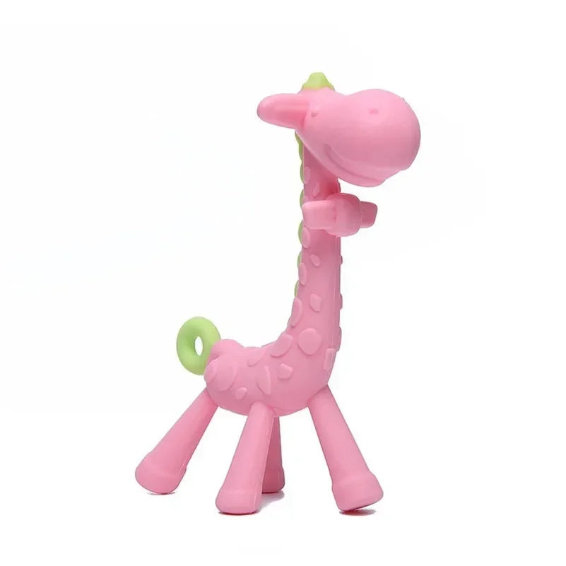 "Cute Baby Giraffe Silicone Teether - Soft Pain Relief Molar Toy"