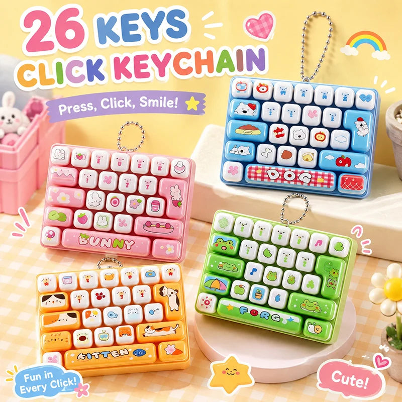 Mini 26-Key Mechanical Keyboard Keychain Fingertip Fidget Clicker Cute Backpack Hanging Charm For Gift